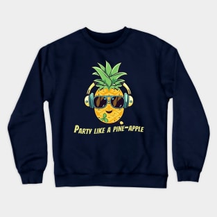 Pineapple Surfing on Vinyl Record T-Shirt Design for Music and Summer Lovers Crewneck Sweatshirt